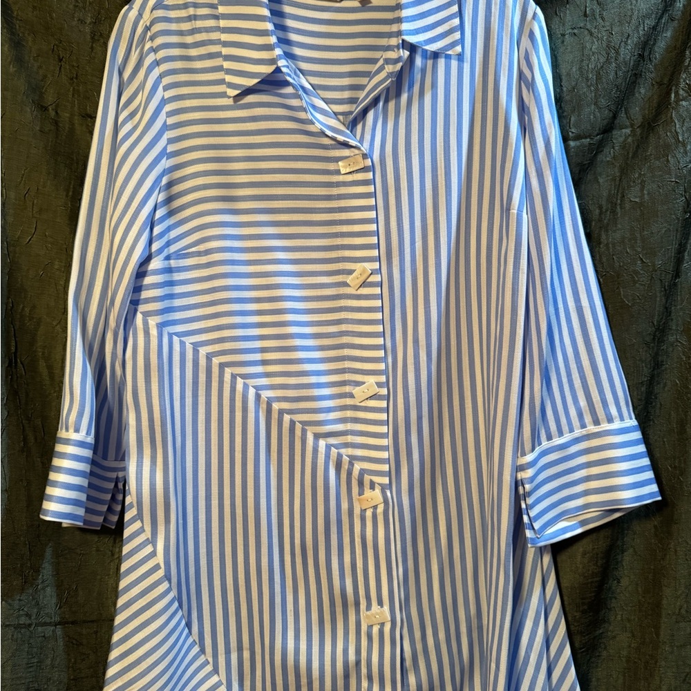 Soft Surroundings Blue and White Striped Top